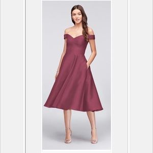 DAVID’S BRIDAL OFF THE SHOULDER BRIDESMAID DRESS